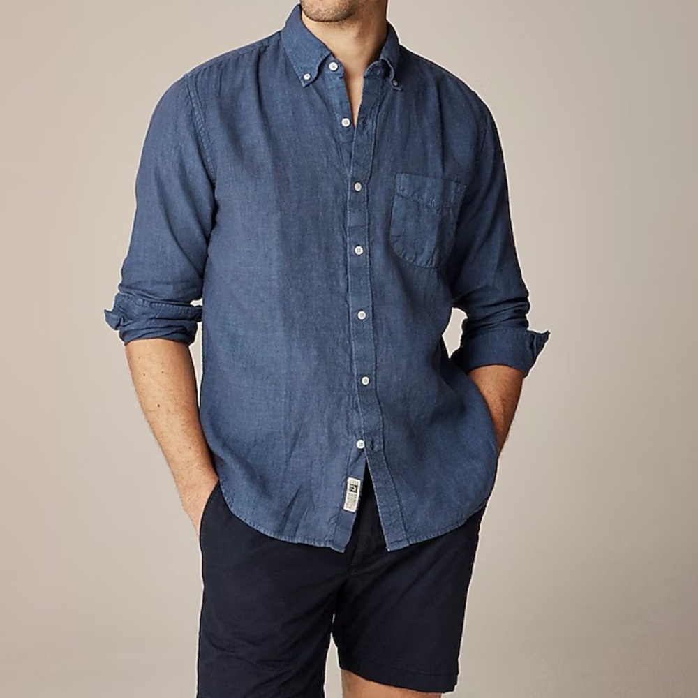 J. Crew - Slim Baird McNutt Irish Linen Shirt - Indigo - Men’s Large